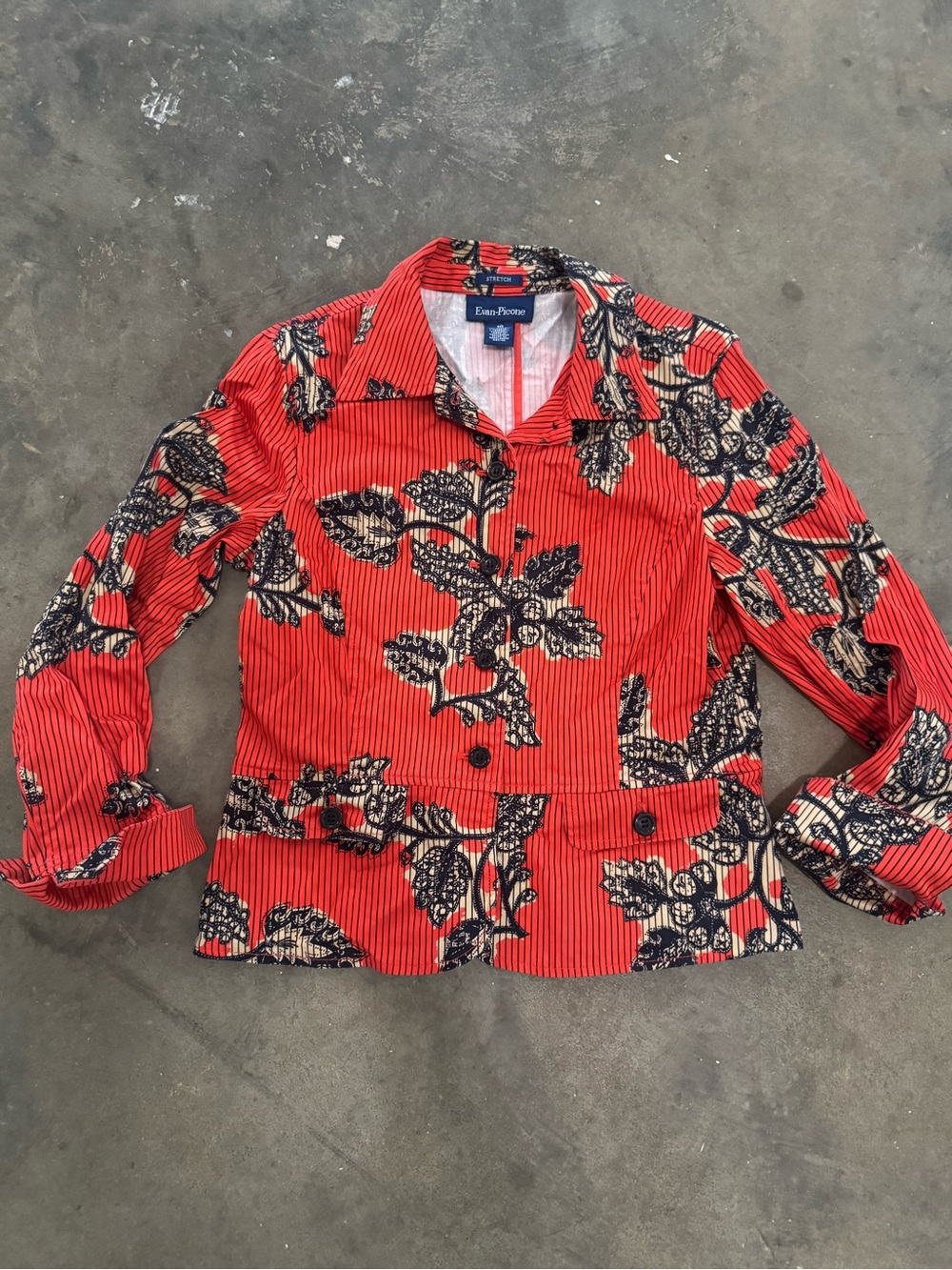 EVAN-PICONE Orange Floral-Print Jacket